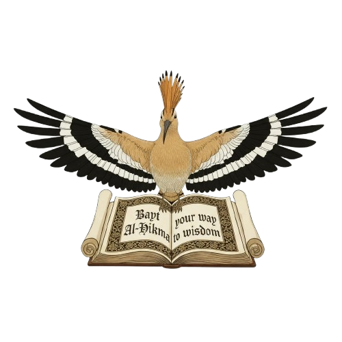 Illustrated hoopoe in perched pose with raised crest